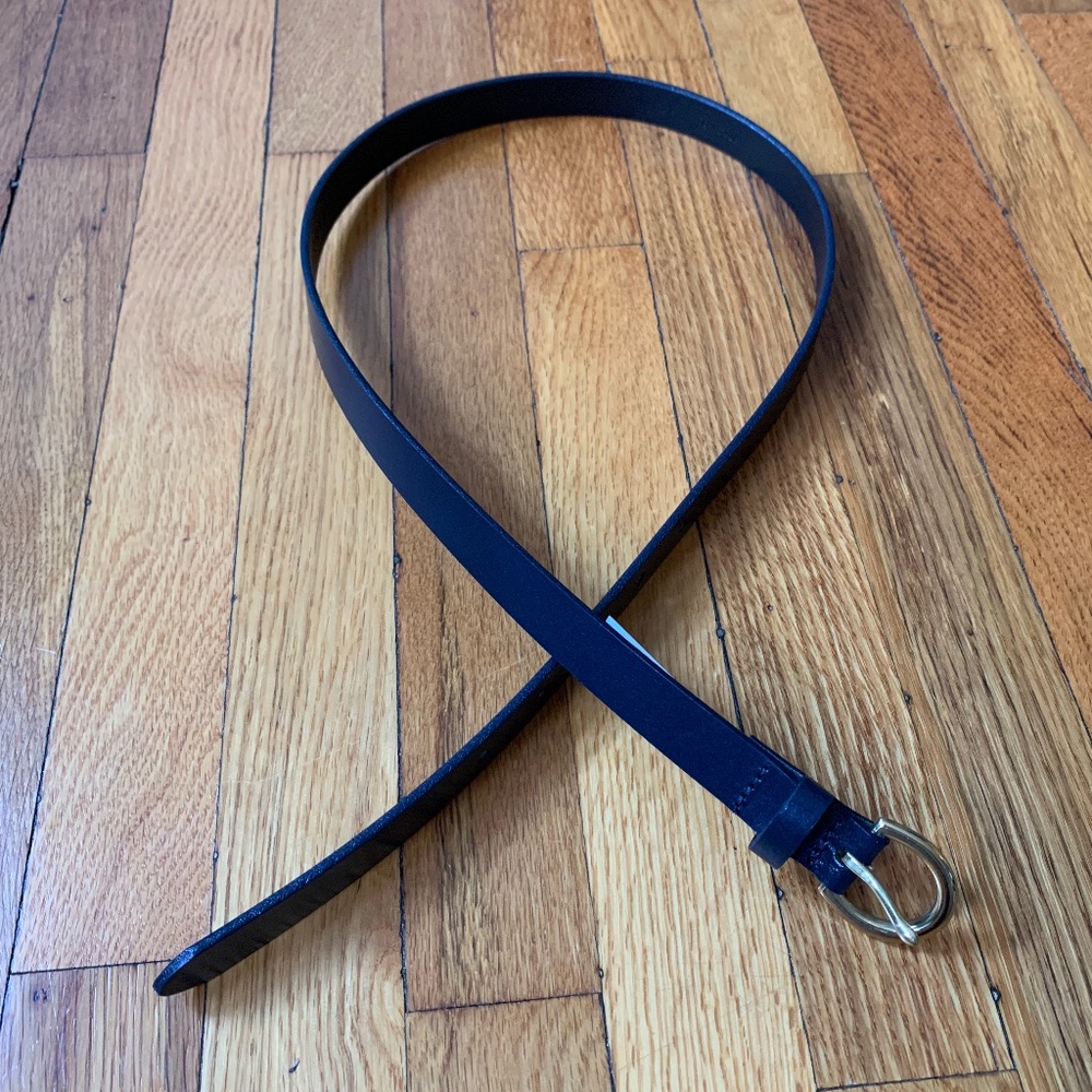 Ann Taylor Leather Trouser Belt Navy